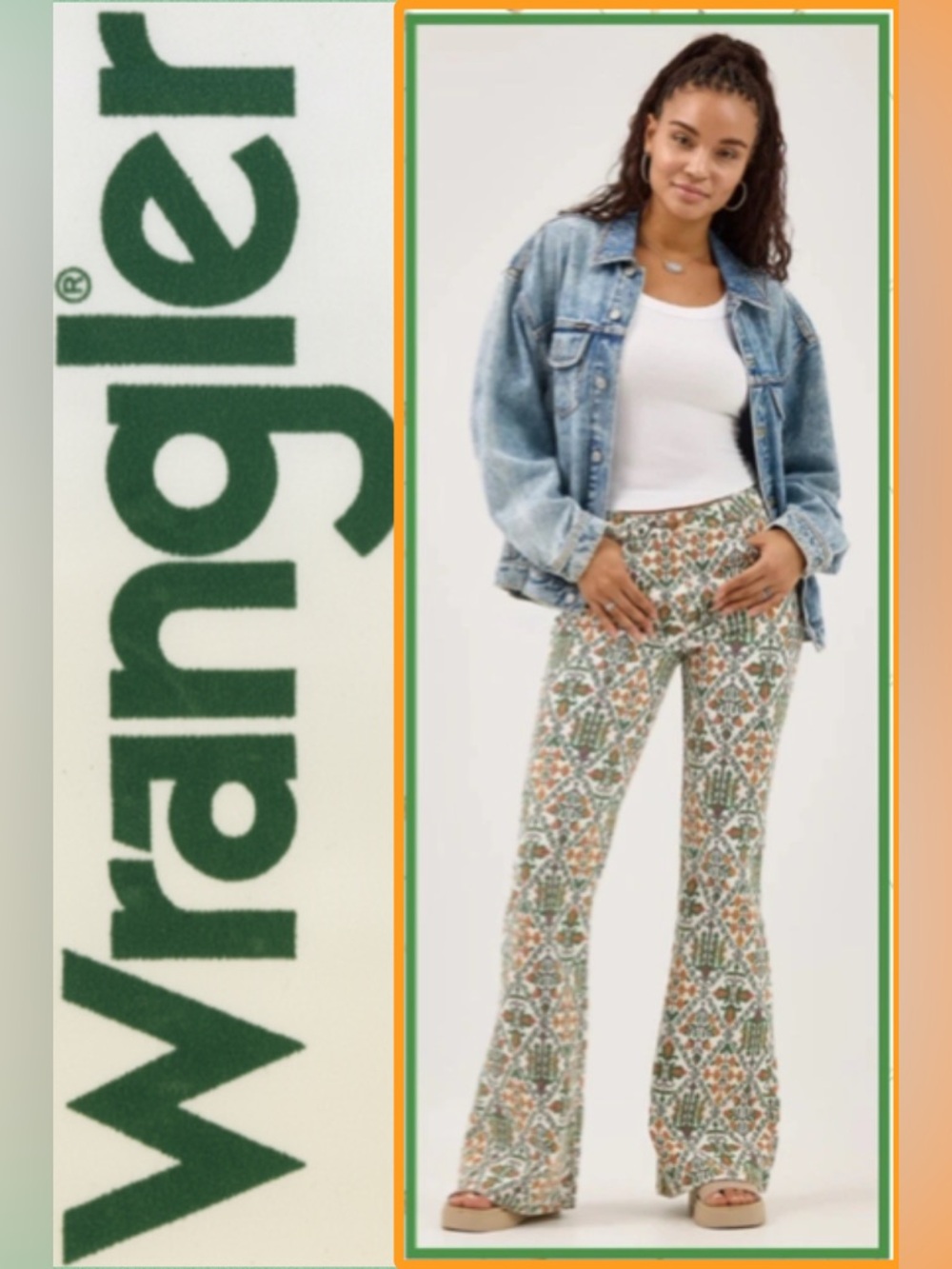 NWT Wrangler High Waisted Fierce Flare Jean in Vintage Garden print Sz2/26x32